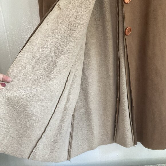 VTG Suede Leather Coat Equestrian Long Jacket MIDI Western Boho Hippie Fits 38” - Picture 11 of 16